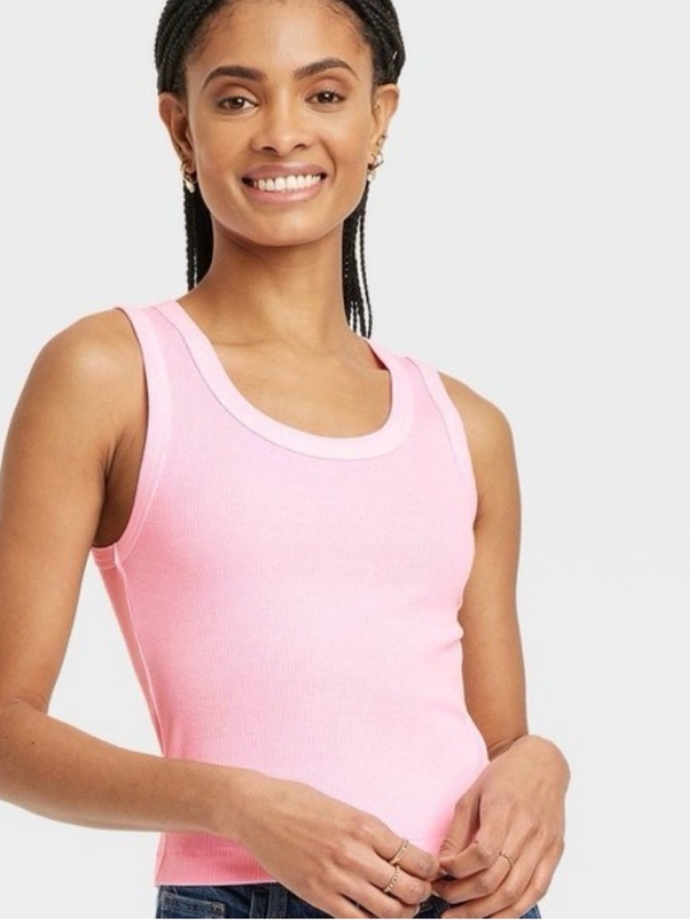 Women’s Shrunken Rib Tank Top Universal Thread Pink M. 17 available at $5 each.